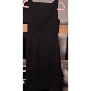 H&M Black Sleeveless Sheath Dress Boat Neck Business Cocktail Size 8